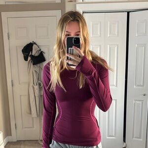 Women's Long Sleeve Burgundy Top